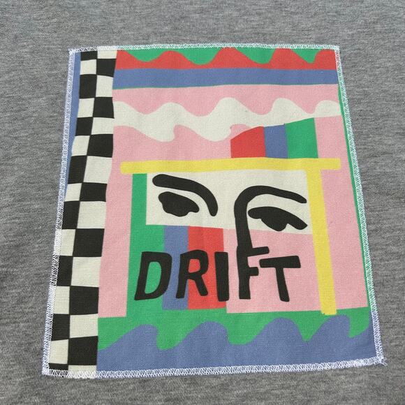 Benetton x DRIFT Cropped Sweatshirt Graphic Face Print Colorblock Trim XS - Picture 2 of 8